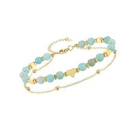 Uqezagpa Bracelet à deux rangs en pierre de cœur avec chaîne modifiable - Bijoux en pierre précieuse naturelle - Cadeau tendre pour femme - Plan délicat - Bijoux en forme de cœur, One Size, Comme