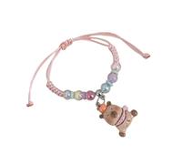 Uqezagpa Bracelet coloré en corde macaron pour enfants avec de jolis capybaras de dessin animé et une sangle souple réglable, 6x9cm, Plastique, béryl