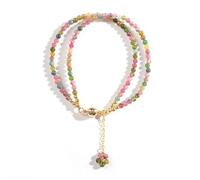 Uqezagpa Bracelet élégant en cuivre avec perles de couleur arc-en-ciel à deux couches de 3 mm pour un port confortable, taille unique, Comme décrit