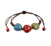 Uqezagpa Bracelet élégant en perles de céramique fait à la main, bracelet élégant tissé à la main, bijoux unisexes, Size Diameter 6cm/2.36inch, corde en coton céramique, béryl
