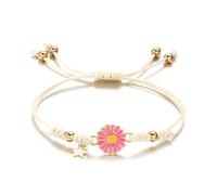 Uqezagpa Bracelet en corde réglable pour femme avec étoiles et fleurs - Convient pour l'amitié et les couples, 3.9x3.12in, Alliage + corde tressée, béryl