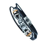 Uqezagpa Bracelet en cuir fait à la main avec lapins de Pâques symbolisant le printemps et le renouvellement - Bijoux tendance, SizeApprox.20.5x2cm/8.07x0.79inch, Zinc
