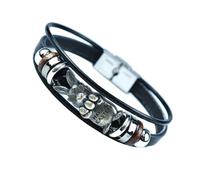 Uqezagpa Bracelet en cuir fait à la main avec lapins de Pâques symbolisant le printemps et le renouvellement - Bijoux tendance, SizeApprox.20.5x2cm/8.07x0.79inch, Zinc, béryl