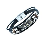 Uqezagpa Bracelet en cuir fait à la main avec lapins de Pâques symbolisant le printemps et le renouvellement - Bijoux tendance, SizeApprox.20.5x2cm/8.07x0.79inch, Zinc