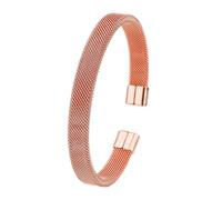 Uqezagpa Bracelet ouvert en acier inoxydable robuste avec design en maille unisexe en forme de C pour un usage quotidien, tenue décontractée, bracelet contemporain en forme de C, taille unique, Comme