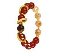 Uqezagpa Bracelet unique fait à la main en agate rouge et pierres jaunes pour un usage quotidien et célébrations Pierre d'asse jaune