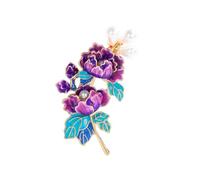 Uqezagpa Broche gracieuse avec perles et pivoine émaillée pour femme, accessoire de corsage tendance pour robes, Size 5.5x3.4cm/2.17x1.34inch, Métal