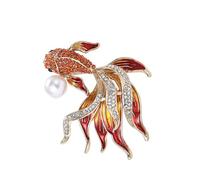 Uqezagpa Broche multifonction amusante et sophistiquée pour pêche en or, design élégant, accessoire de mode portable pour les artistes quotidiens, Size 3.9x4.5cm/1.54x1.77inch, Métal
