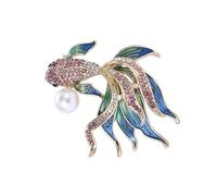 Uqezagpa Broche multifonction amusante et sophistiquée pour pêche en or, design élégant, accessoire de mode portable pour les artistes quotidiens, Size 3.9x4.5cm/1.54x1.77inch, Métal
