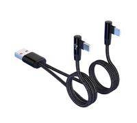 Uqezagpa Câble de charge répartiteur USB 2 en 1 - Design coudé - Cordon rapide 5 A avec USB C + compatibilité micro - 20 cm/120 cm - Câble rapide en Y - Pointe coudée