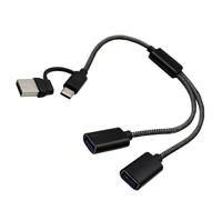 Uqezagpa Câble répartiteur USB 2/3 ports femelle USB 2.0 pour transférer des fichiers et charger deux/trois appareils double USB C Splitter