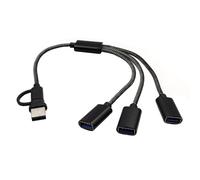 Uqezagpa Câble répartiteur USB 2/3 ports femelle USB 2.0 pour transférer des fichiers et charger deux/trois appareils double USB C Splitter