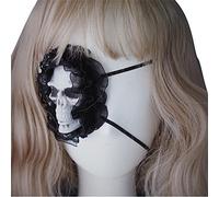 Uqezagpa Cache-œil de pirate simple gothique punk avec bordure en dentelle pour Halloween, cosplay, accessoire punk crâne œil pirate gothique Halloween bordure en dentelle