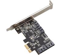 Uqezagpa Carte de liaison PCIe vers 4 ports version satar avec vitesse de 6 Gbit/s pour extension de stockage NAS, carte satar PCIe en métal pour NAS