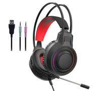 Uqezagpa Casque supra-auriculaire PC avec éclairage RVB 40 mm basses améliorées micro amovible coussinets d'oreille en mousse à mémoire de forme bandeau réglable pour les micros de jeu antibruit