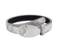 Uqezagpa Ceinture à boucle ovale pour tous les âges BlingBling Paillettes Attrayant Pantalon Western Ceinture pour Short Robe Ceinture de taille tendance, Argenté., taille unique