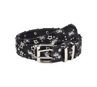 Uqezagpa Ceinture en chaîne à paillettes pour femme, taille à œillets, ceinture occidentale pour robe, ceinture en forme d'étoile, Noir , taille unique