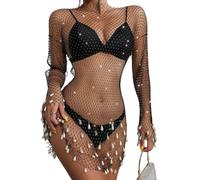 Uqezagpa Chaîne de corps multifonction avec pendentifs en perles et diamants pour la plage, les clubs, les designs creux en nylon robuste au quotidien, 11.7x7.8in, Nylon, Béryl
