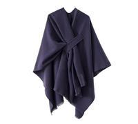 Uqezagpa Châle chaud surdimensionné ouvert sur le devant pour femme croisé sur le devant, chaud et doux, grand châle pour superposition tendance poncho châle pour femmes, bleu marine, Taille unique