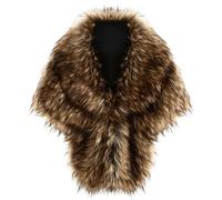 Uqezagpa Châle élégant en fausse fourrure pour événement à thème, capes douces et chaudes, écharpe élégante pour le cou, accessoire de mode pour femme, robe de fête, châle élégant châle écharpe