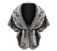 Uqezagpa Châle élégant en fausse fourrure pour événement à thème, capes douces et chaudes, écharpe élégante pour le cou, accessoire de mode pour femme, robe de fête, châle élégant châle écharpe