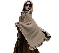 Uqezagpa Châle style ethnique vintage doux et confortable Tippet pour l'automne et l'hiver en polyester, kaki, taille unique