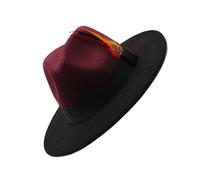 Uqezagpa Chapeau à bords plats pour bal masqué, fête, gentleman en laine jazzy avec plumes pour adulte, concert, spectacles, costume, E, Taille unique