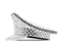 Uqezagpa Chapeau de capitaine confortable avec rivets cloutés en strass pour femmes, jeu de rôle et spectacles sur scène, chapeau haut-de-forme avec strass, b, Taille unique