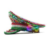 Uqezagpa Chapeau de capitaine de mariée clouté en cristal pour enterrement de vie de jeune fille, cocktail, vacances, cristal pour comédien, chapeau unisexe à paillettes
