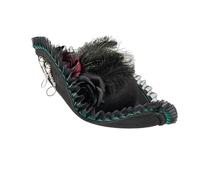 Uqezagpa Chapeau de pirate pour adultes en laine aspect vieilli et coutures complexes Chapeau tricorne pour costume historique d'Halloween en dentelle et plumes de pirate