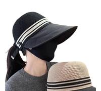 Uqezagpa Chapeau de queue de cheval réglable pour femme - Pour le sport et la course à pied - Léger - Pour le jardinage et les vacances, Noir , Taille unique
