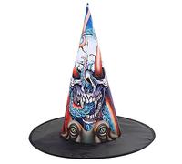 Uqezagpa Chapeau de sorcière tendance en forme de tête de mort - Accessoires d'Halloween - Cadeaux de sorcière - Costume de sorcière pour tête - Nom noir - Avec voile - Atelier moderne - Bandeau
