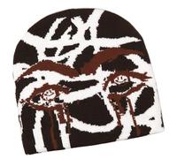 Uqezagpa Chapeau de tête de mort pour femme et fille populaire tricoté sans bord Hiphop Western Crochet Unisexe Chapeau tricoté au crochet, Couleur café., Taille unique