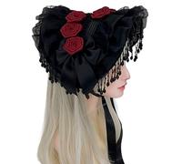 Uqezagpa Chapeau de veuves victorien punk avec bordure en dentelle ornée - Accessoire de cosplay gothique pour fêtes à thème et photographie