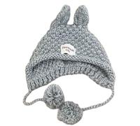 Uqezagpa Chapeau d'oreille de lapin populaire pour adultes et adolescents en crochet sans bord - Joli pull d'oreille pour femme - Accessoire d'hiver pour temps froid, gris, Taille unique