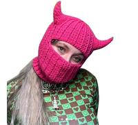 Uqezagpa Chapeau fantaisie en forme de corne de diable en tricot pour femme et homme - Chaud pour l'hiver - Costume d'Halloween - Casquette pour jeu de rôle - Corne du diable - Automne