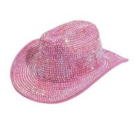 Uqezagpa Chapeau Fedoras étincelant orné de cristaux lourds pour enterrement de vie de jeune fille, chapeau Fedoras de mariée pour acteur, actrice, fête élégante