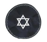Uqezagpa Chapeau Kippa Israël pour homme élégant broderie étoile Kippa rond Yarmulke respirant Juifs Israëls Coiffe ethnique, bleu marine, Taille unique