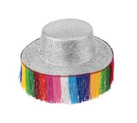 Uqezagpa Chapeaux de cowboy scintillants avec franges de couleur arc-en-ciel pour les bals, banquets, fêtes, chapeaux de cowboy de couleur arc-en-ciel pour adulte prenant femme feutre occidental mâle