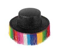 Uqezagpa Chapeaux de cowboy scintillants avec franges de couleur arc-en-ciel pour les bals, banquets, fêtes, chapeaux de cowboy de couleur arc-en-ciel pour adulte prenant femme feutre occidental mâle