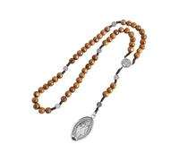 Uqezagpa Chapelet de prière catholique en bois avec crucifix - Accessoires religieux pour communion et baptême, taille unique, Comme décrit, Comme décrit.