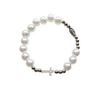 Uqezagpa Chapelet vintage en forme de croix extensible pour baptême et prière pour homme et femme