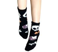 Uqezagpa Chaussettes confortables en polaire corail pour femme avec motif citrouille fantôme chapeau de sorcière pour Halloween intérieur pantoufles en velours corail, Laboratoire, Taille unique