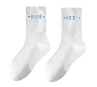 Uqezagpa Chaussettes de mariée tendance pour fête prénuptiale, événement spécial, fiançailles, célébration, cadeau de célébration, chaussures courtes respirantes pour mariage, Mots bleus de la mariée