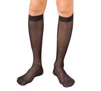 Uqezagpa Chaussettes élégantes pour homme en nylon transparent pour homme - Robe formelle fine et longue longueur au-dessus du mollet en soie, Noir , Taille unique