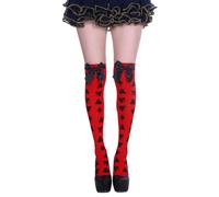 Uqezagpa Chaussettes longues élégantes au-dessus du genou pour femme avec nœuds décorés rayés pour cosplay, fêtes, bas longs à la mode pour femme, J, Taille unique