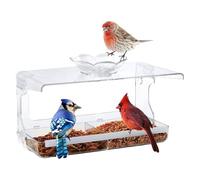 Uqezagpa Clear Bird Feeding Tray with Suction Cup Window Mounted Design for Wild Birds Observation Home Feeding Accessories Window Bird Feeder with Suction Cup