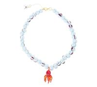 Uqezagpa Collier à breloques unique en verre inspiré de la mer - Chaîne de couleur vive - Collier tendance avec perles - Bijou de cou inspiré de la mer