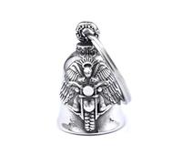 Uqezagpa Collier avec pendentif clochette de moto pour motards fait à la main style hip hop punk porte-clés bijoux rock métal, 3.8*2.6, Acier inoxydable, Pas de gemme