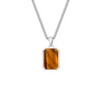 Uqezagpa Collier avec pendentif géométrique moderne en acier inoxydable pour homme avec pierres naturelles rectangulaires, accessoire pour tous les jours en acier inoxydable unisexe, taille unique